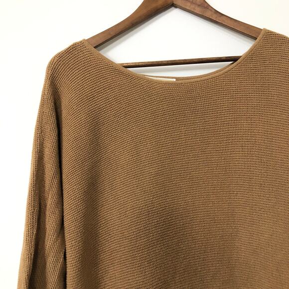 Michael Kors Brown Knit Sweater Tunic 2X Plus Button Side Hem Minimalist - Picture 4 of 11